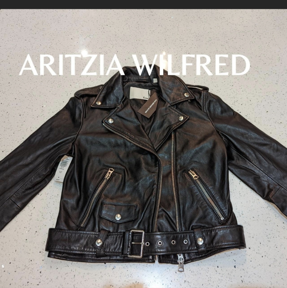 ARITZIA Wilfred Free Real Leather Biker Moto Jacket